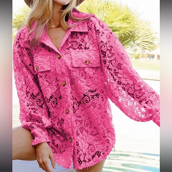 🆕🌿🤎BIBI: TAUPE Oversized Lace Shacket SMALL •SEE VIDEO• - Picture 12 of 12